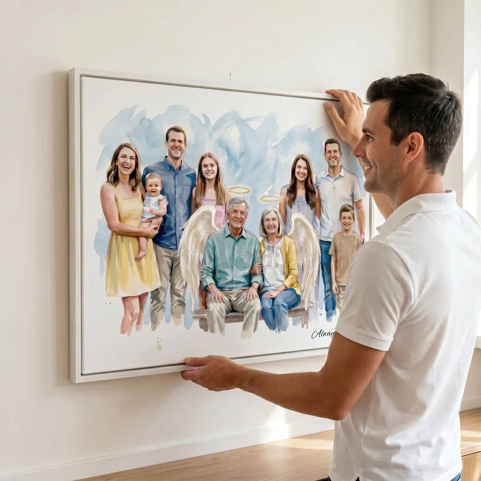 Celestial Reunion – Custom Family Angel Lenticular Portrait