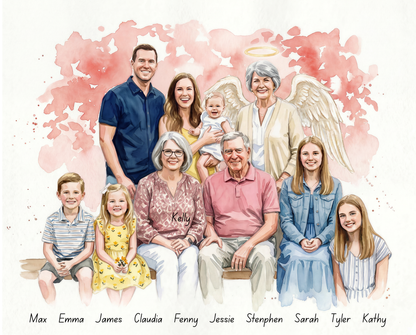 Celestial Reunion – Custom Family Angel Lenticular Portrait